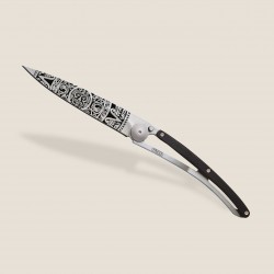 Couteau Deejo Titane 37G - Ebène - Soleil Aztèque
