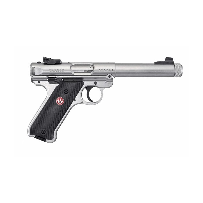 Pistolet Ruger Mark IV Target Inox Fileté calibre 22LR