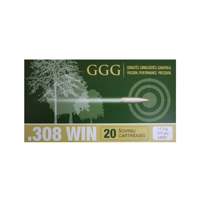 Cartouches GGG 308 Win 175gr - La boite de 20