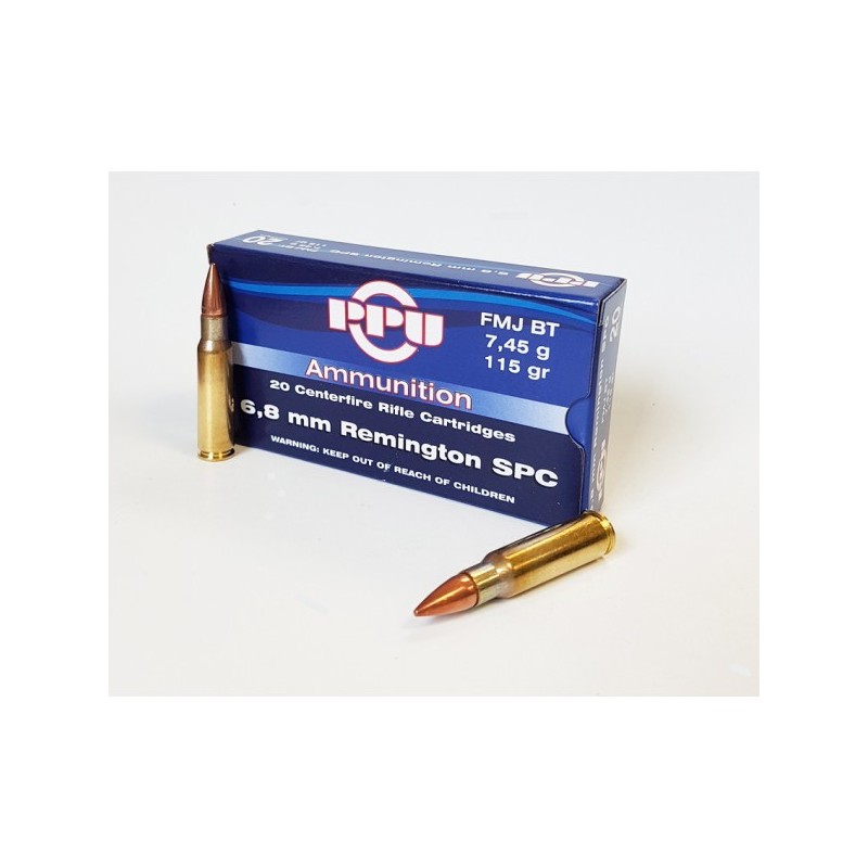 Cartouches PARTIZAN CAL. 6,8 Rem SPC 115-GRS FMJ BT lot de 1000
