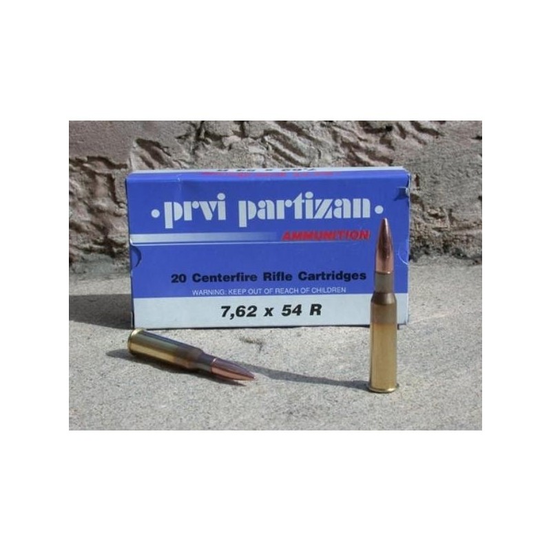Cartouches PARTIZAN CAL. 7,62X54R 170-GRS FMJ-BT lot de 1000
