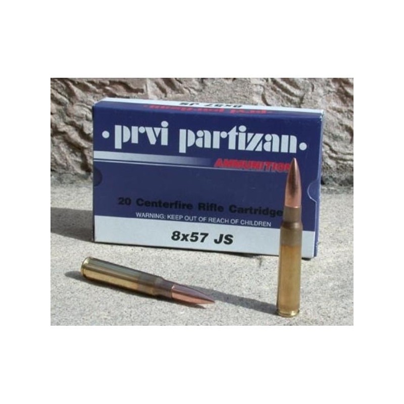 Cartouches PARTIZAN CAL. 8X57 JS 198-GRS FMJ