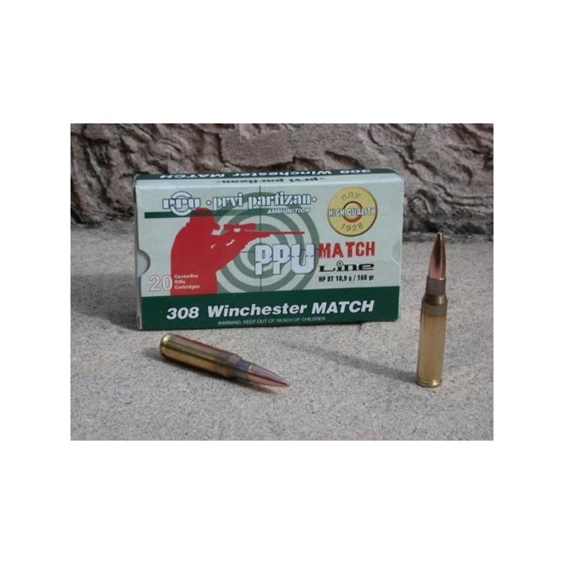 Cartouches PARTIZAN CAL. .308 WINCHESTER 168-GRS HPBT MATCH