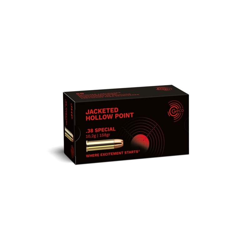 Cartouches Geco - cal. 38 special - 158gr - JHP Hollow Point - lot de 500