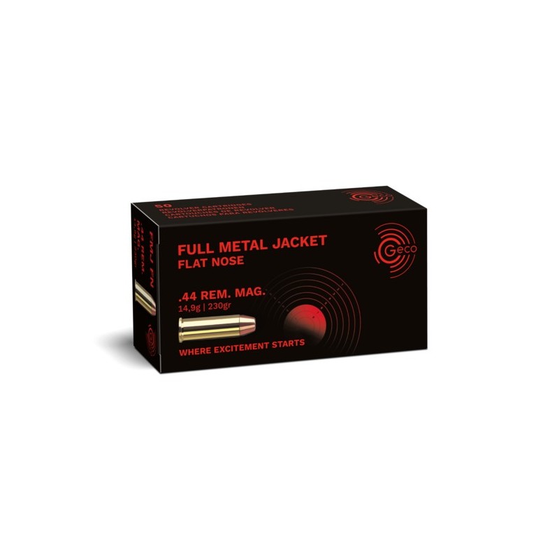 Cartouches Geco .44 Rem. Mag. 230gr FMJ - boite de 50