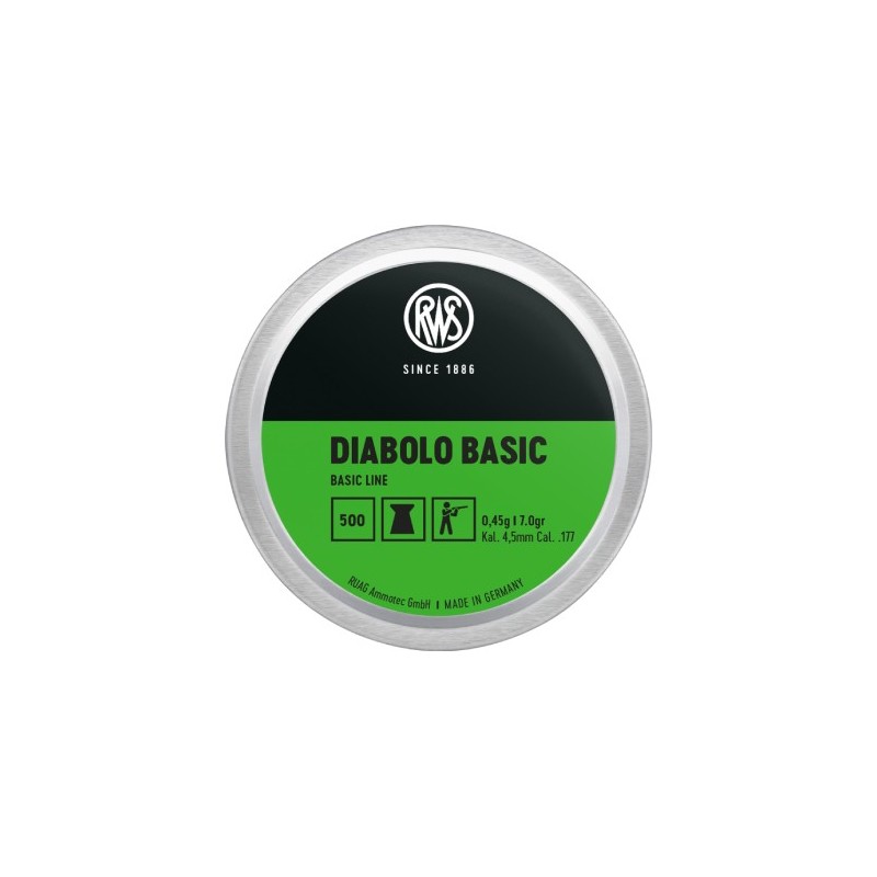 Boite de 500 plombs DIABOLO BASIC - RWS - cal. 4.5mm